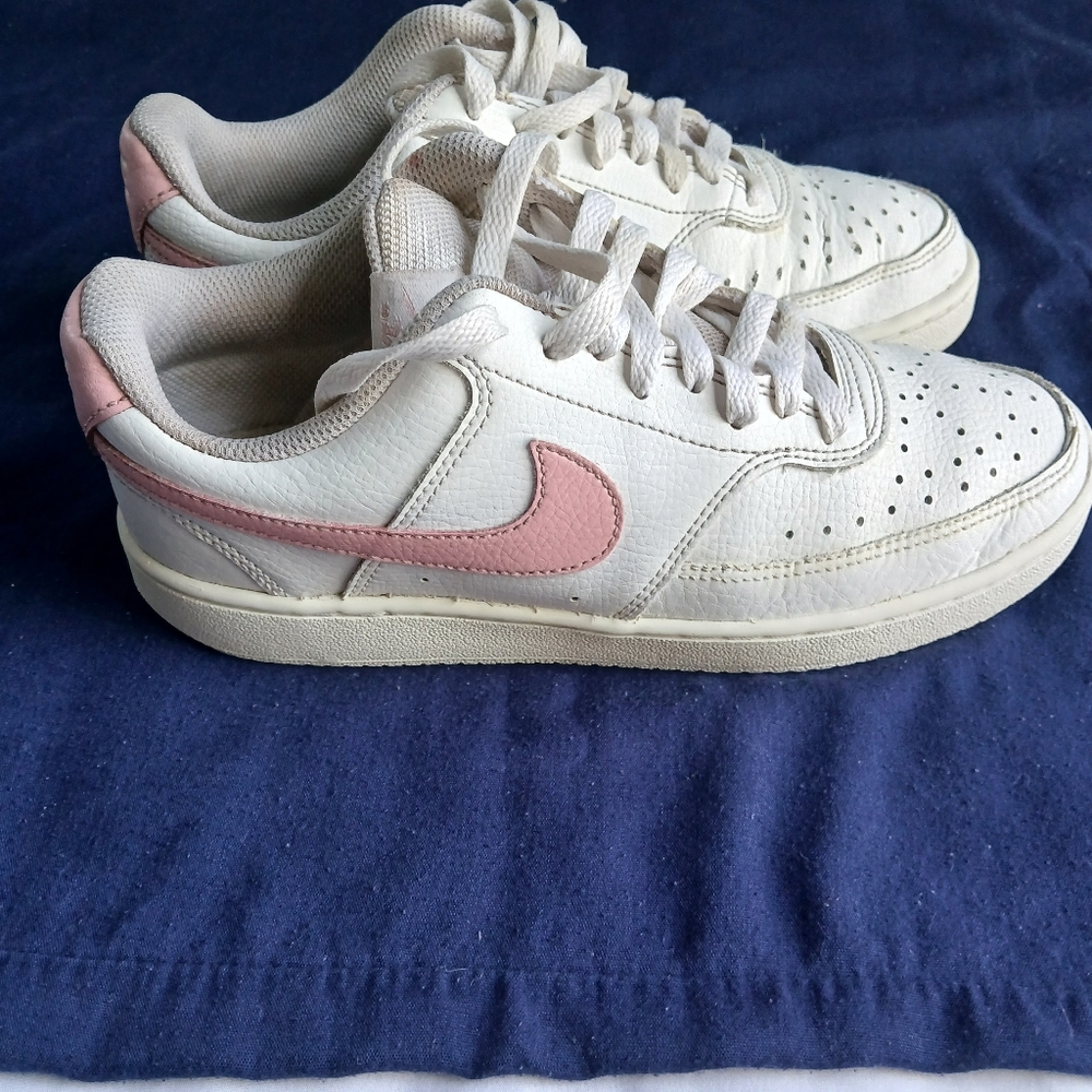 Nike Court Vision Women's Pink & White Low Athletic Shoes Size 6.5